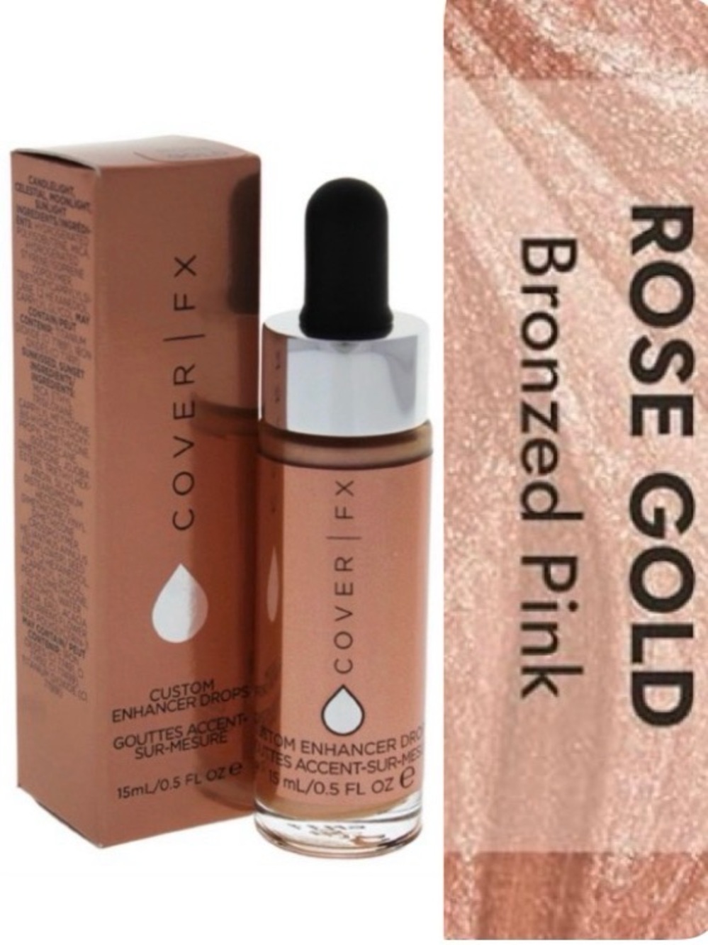 Cover FX Custom Enhancer Drops in Rose Gold 0.5 oz New In Box
